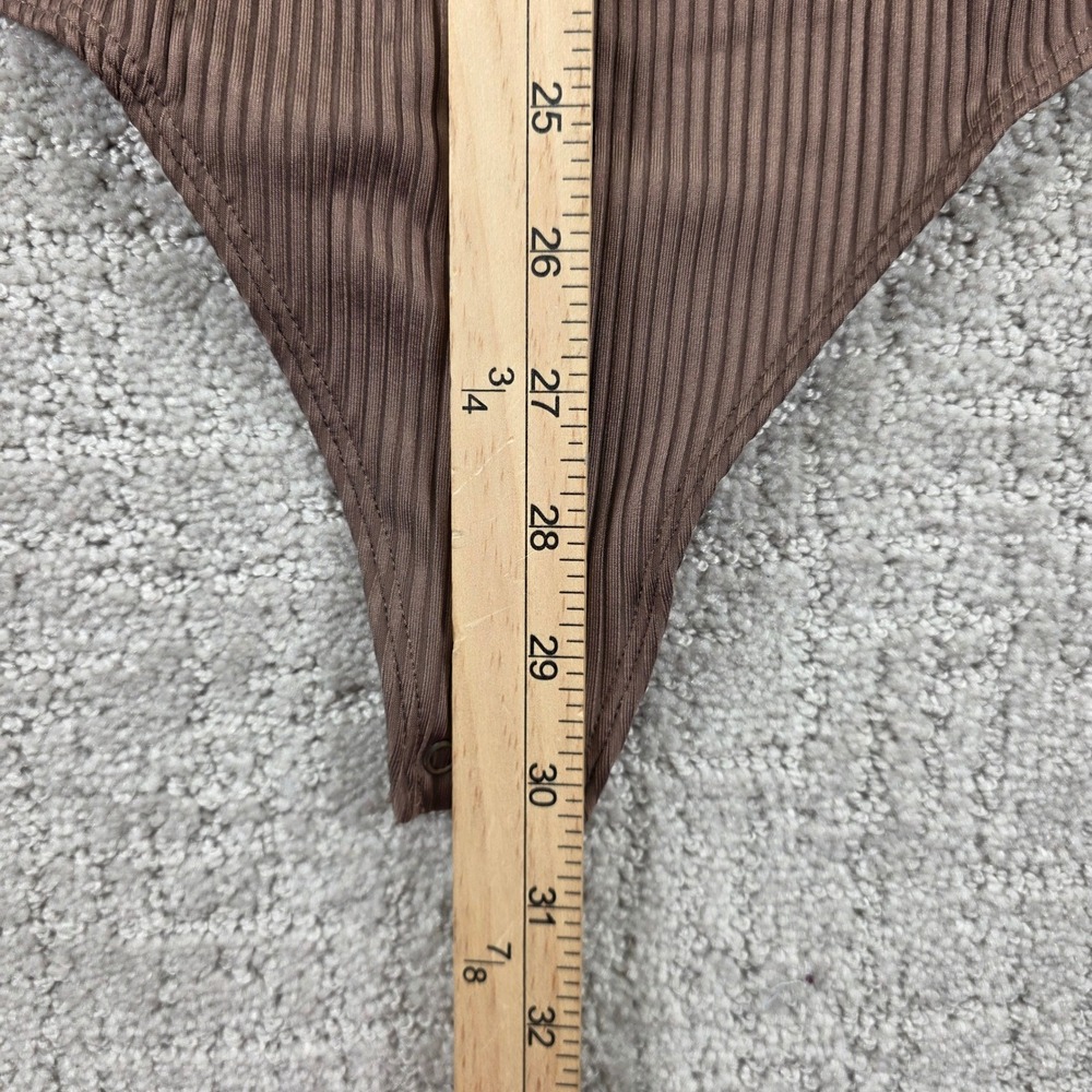 Abercrombie & Fitch Brown Ribbed Long Sleeve Scoop Neck Body Suit Womens Size XL - Picture 5 of 8